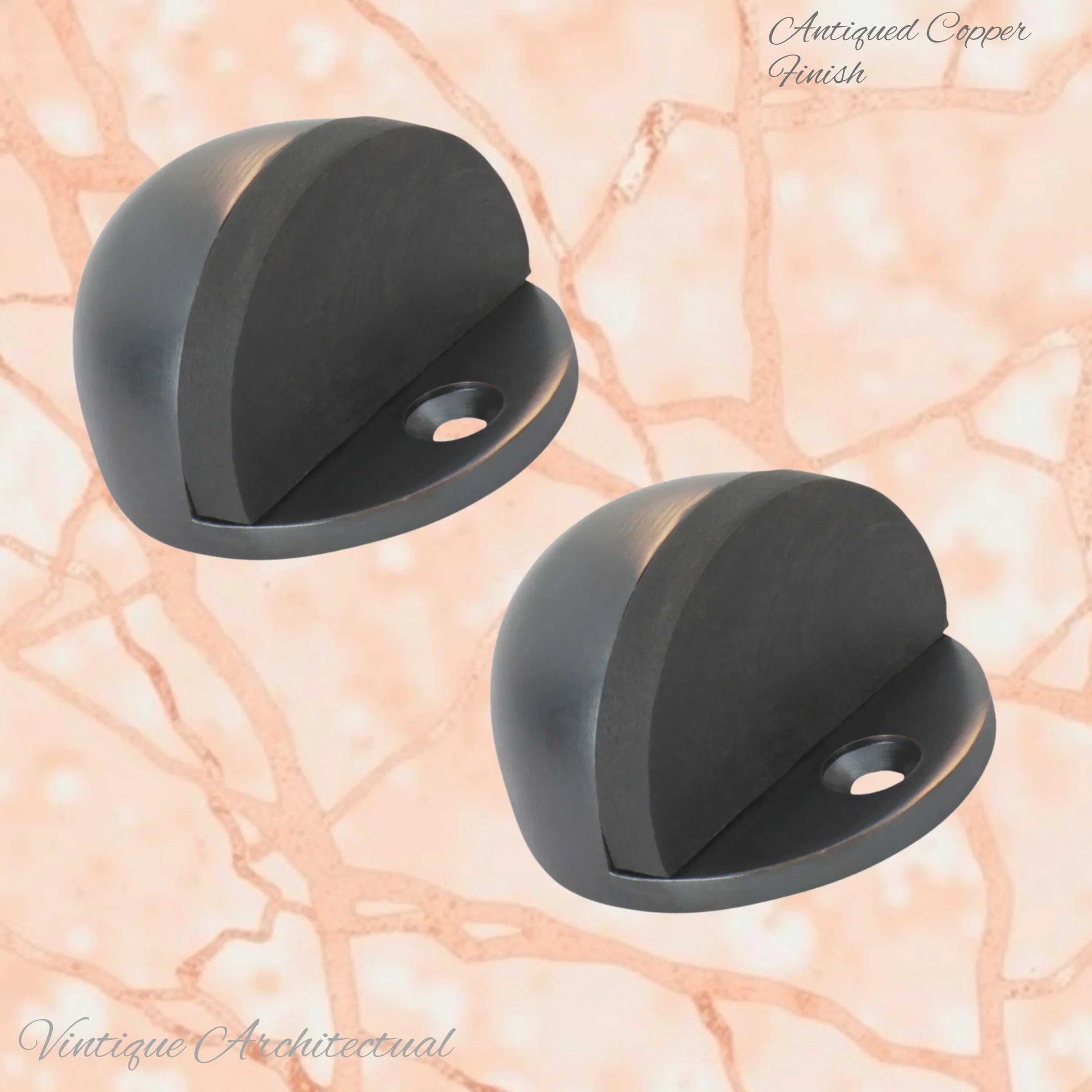 Antiqued Copper Oval Floor rubber door stop - Vintique Concepts