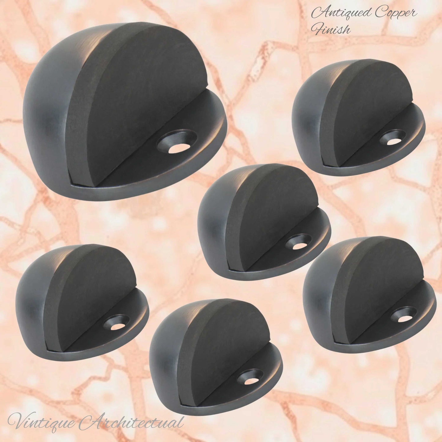 Antiqued Copper Oval Floor rubber door stop - Vintique Concepts