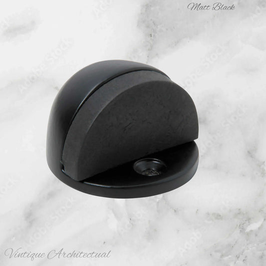 Matt Black Brass Oval Floor rubber door stop - Vintique Concepts