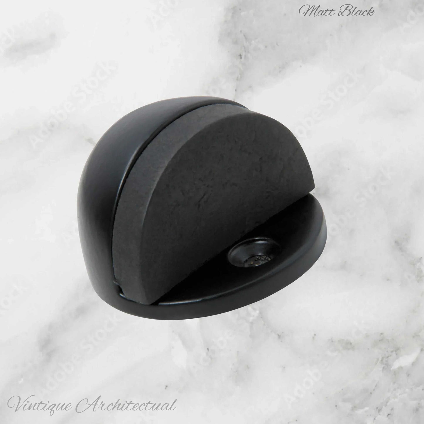 Matt Black Brass Oval Floor rubber door stop - Vintique Concepts