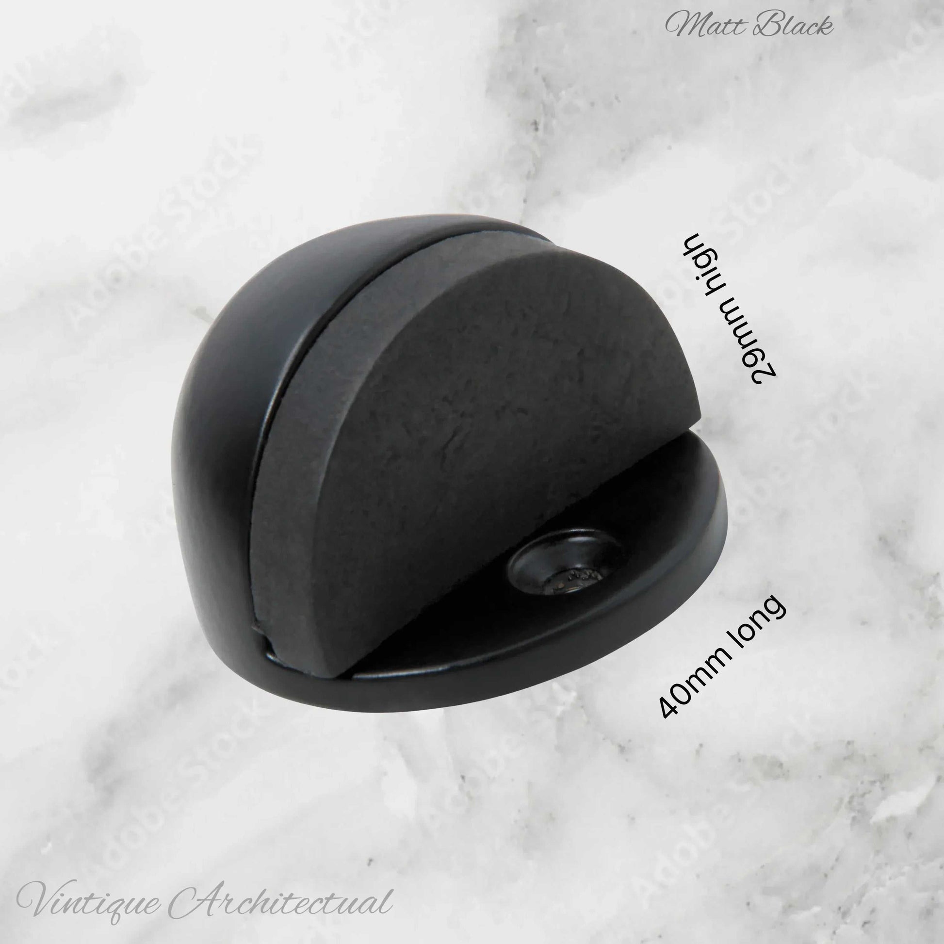 Matt Black Brass Oval Floor rubber door stop - Vintique Concepts