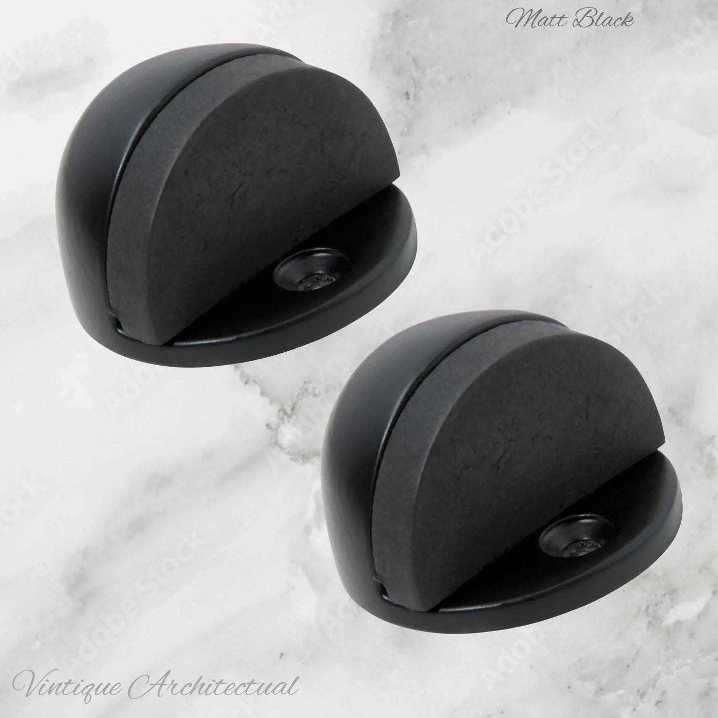 Matt Black Brass Oval Floor rubber door stop - Vintique Concepts