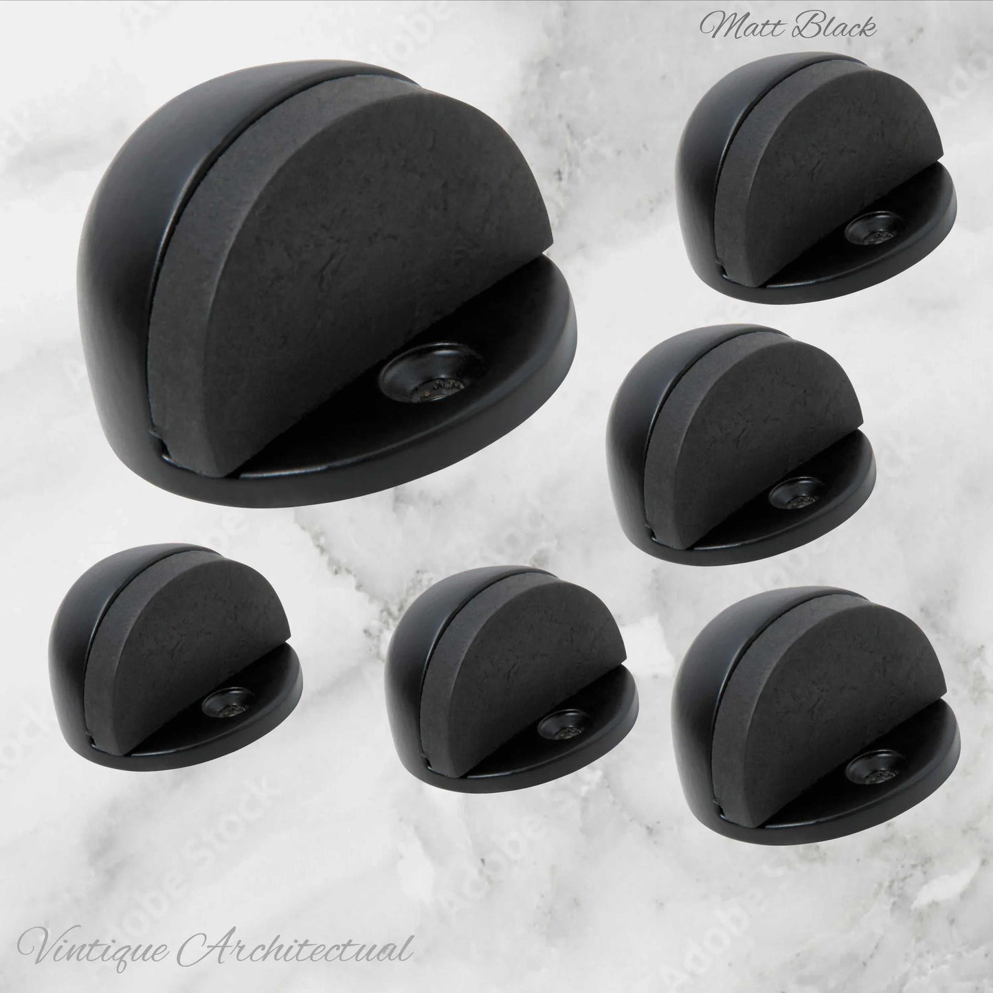 Matt Black Brass Oval Floor rubber door stop - Vintique Concepts