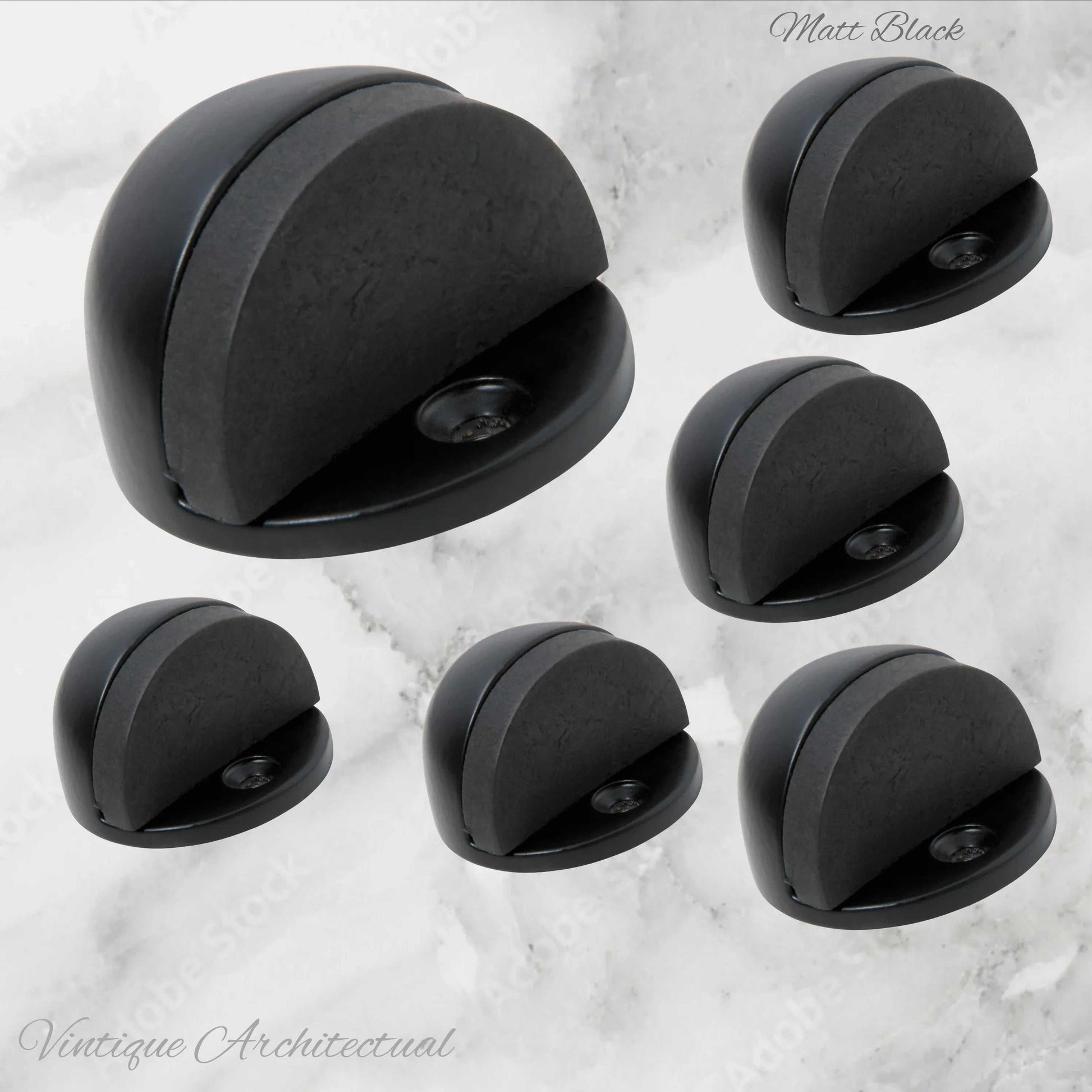 Matt Black Brass Oval Floor rubber door stop - Vintique Concepts