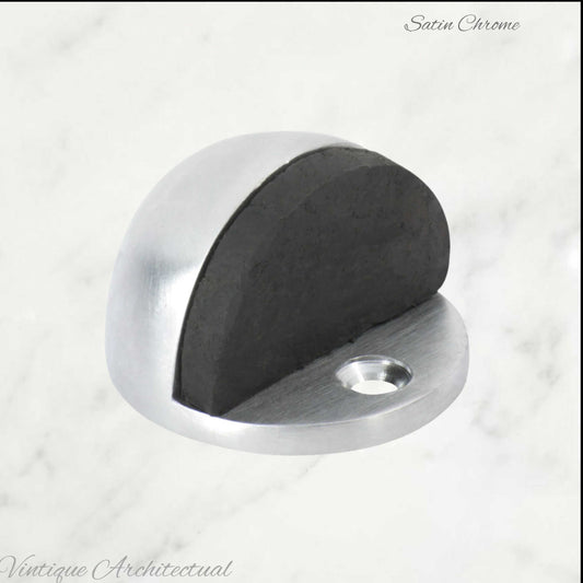 Satin Chrome Brass Oval Floor rubber door stop - Vintique Concepts