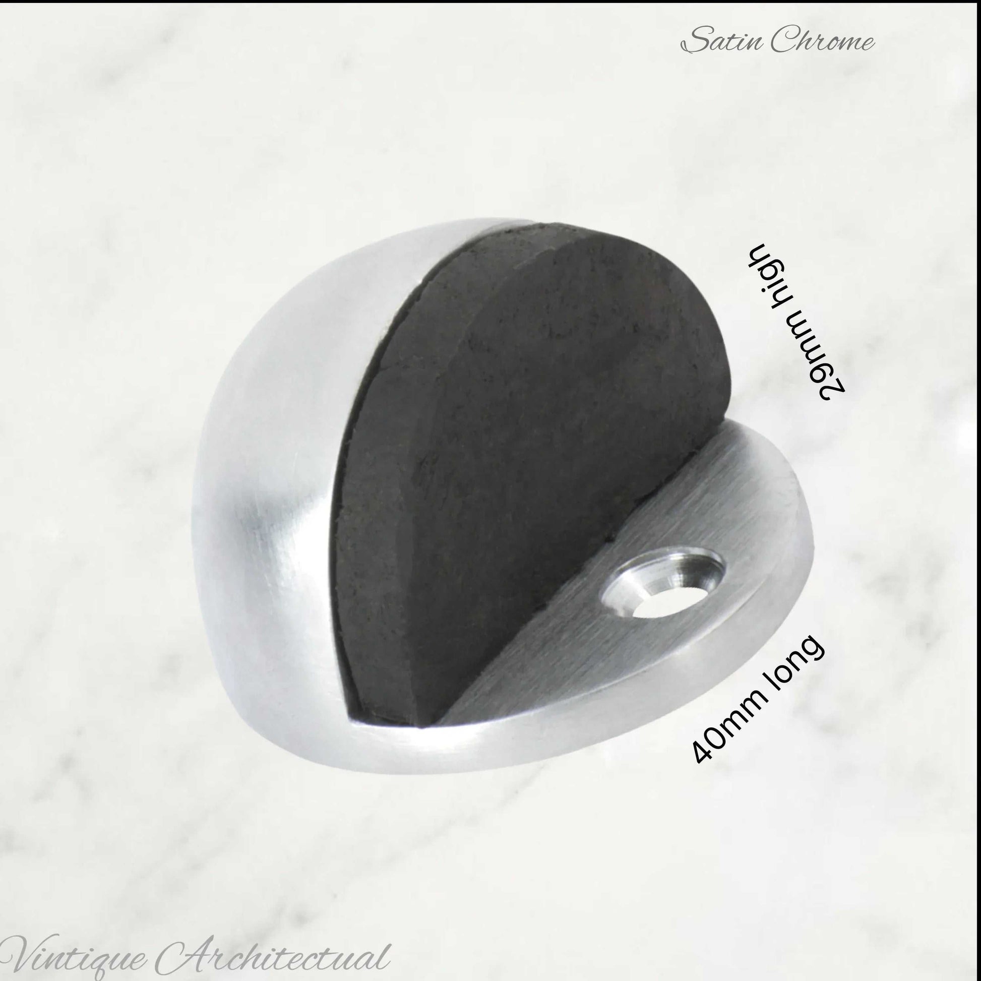 Satin Chrome Brass Oval Floor rubber door stop - Vintique Concepts