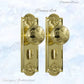 Polished Brass Francais Door knob W/backplate 188mmx58mm - Vintique Concepts