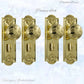 Polished Brass Francais Door knob W/backplate 188mmx58mm - Vintique Concepts