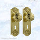 Polished Brass Francais Door knob W/backplate 188mmx58mm - Vintique Concepts