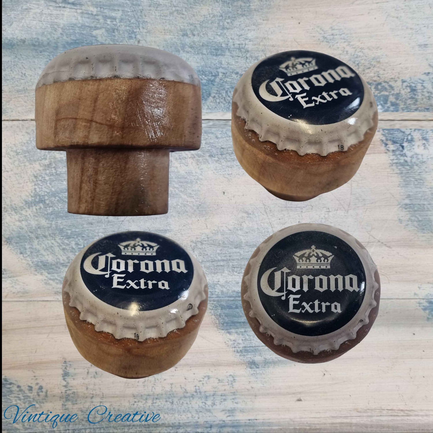 Corona Beer bottle Cap Wood Cabinet Knob 35mm