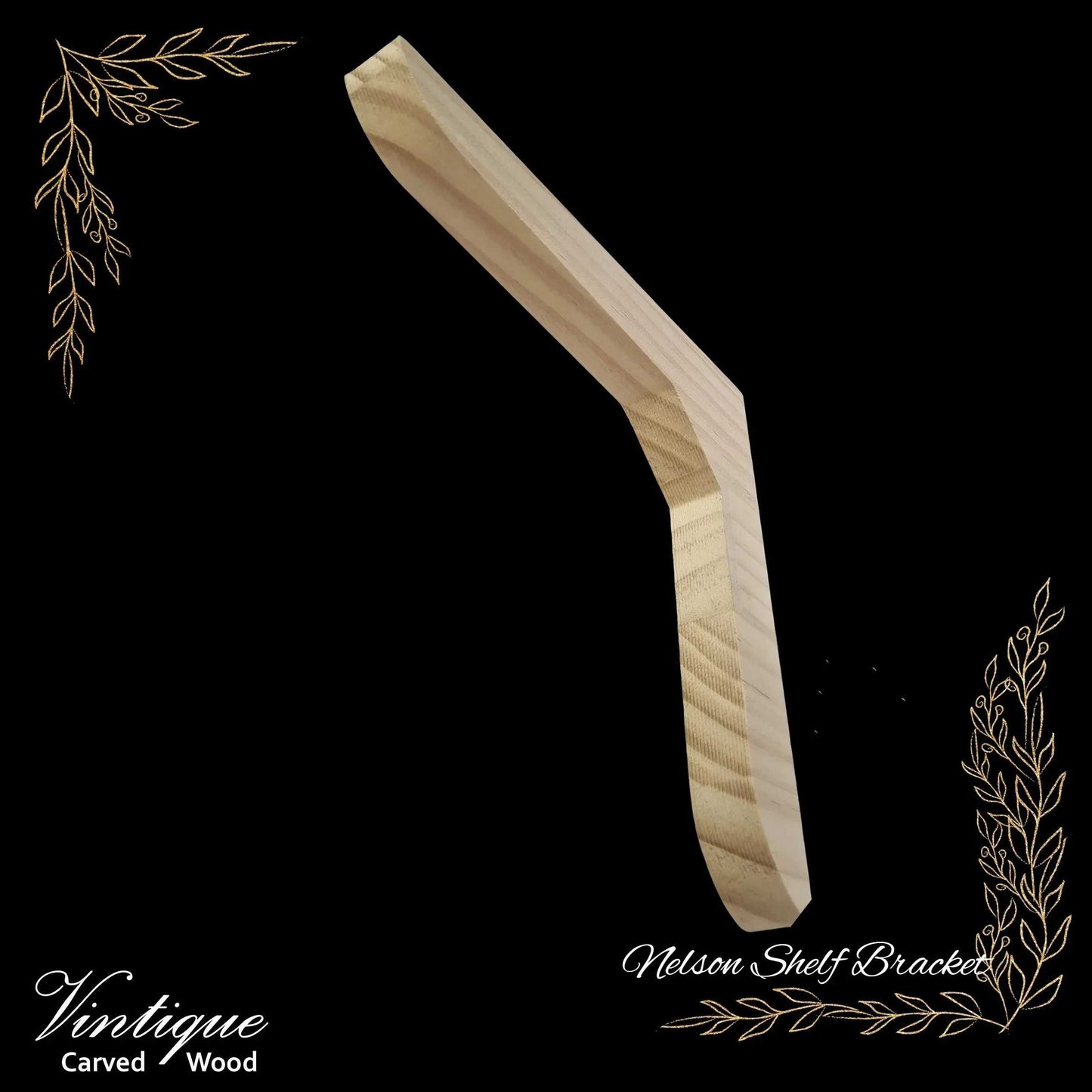 Nelson unfinished small carved wood shelf Bracket 160mm x 158mm - Vintique Concepts