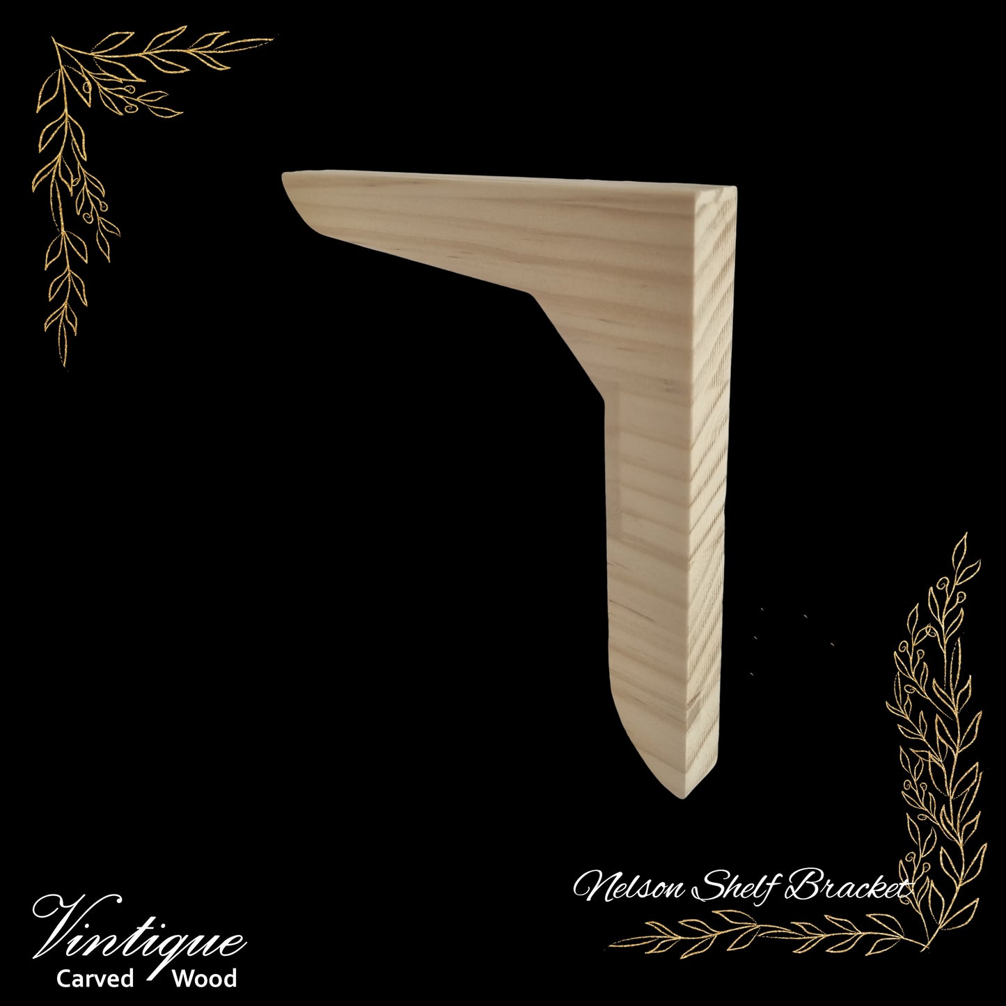 Nelson unfinished small carved wood shelf Bracket 160mm x 158mm