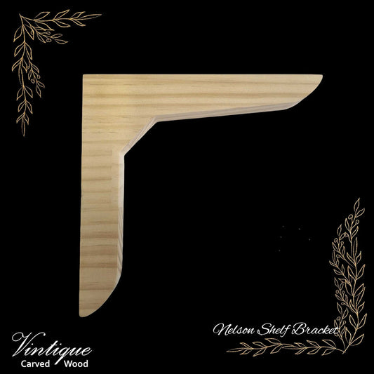 Nelson unfinished small carved wood shelf Bracket 160mm x 158mm - Vintique Concepts
