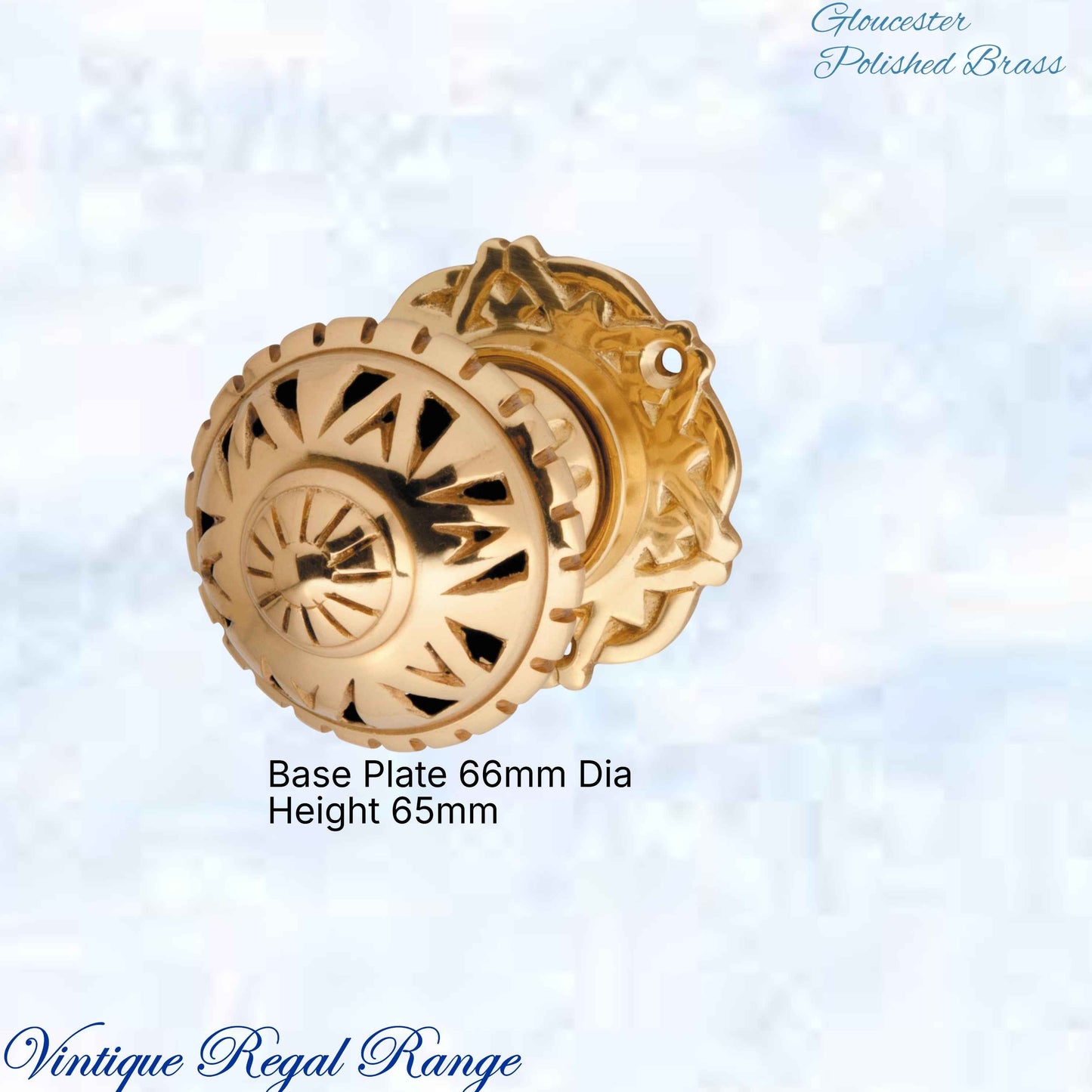 Polished Brass Gloucester Ornate Centre Knob 66mm Backplate