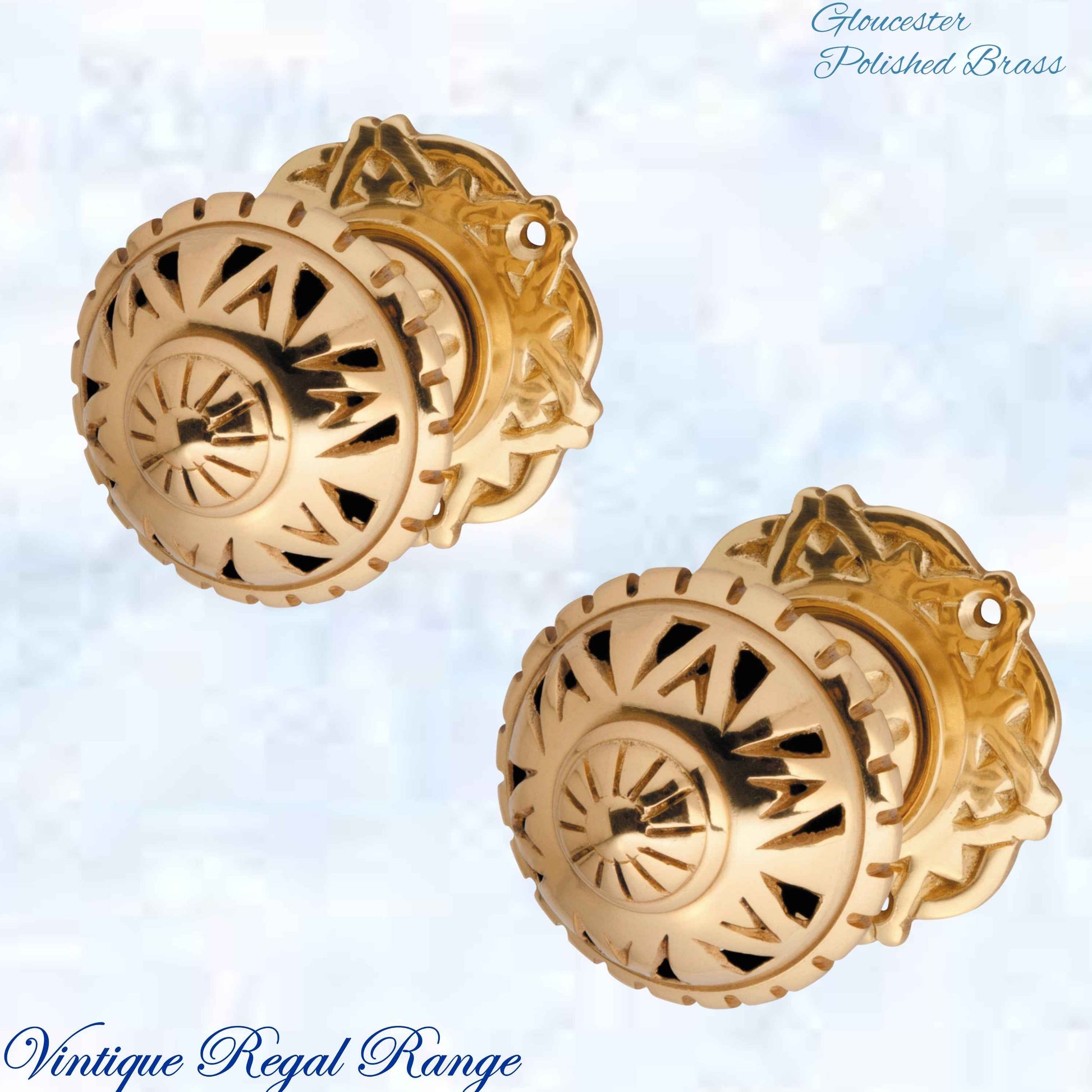 Polished Brass Gloucester Ornate Centre Knob 66mm Backplate