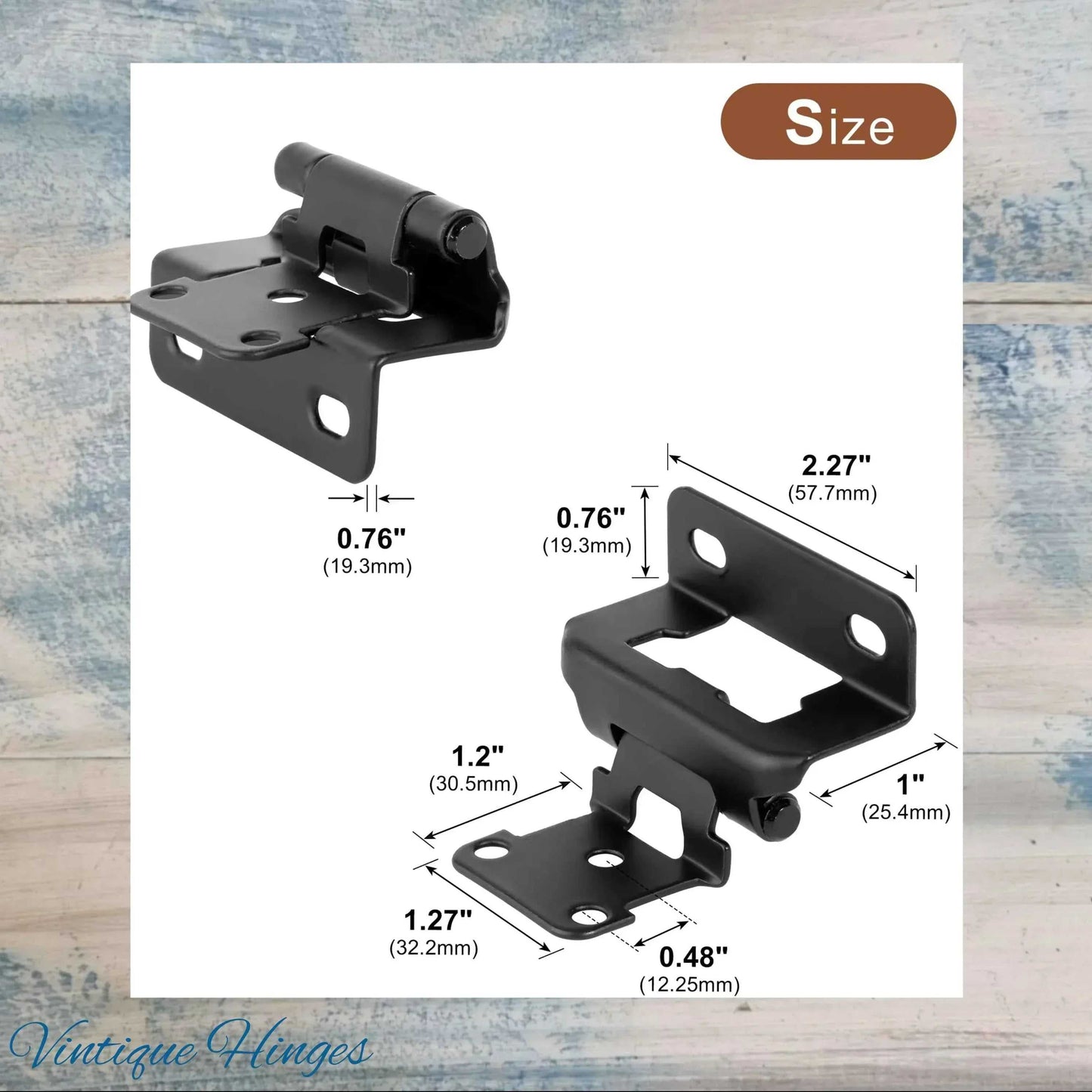 Self-Closing Overlay Hinges -Concealed Black 57mm x28mm for cabinets-NEW - Vintique Concepts