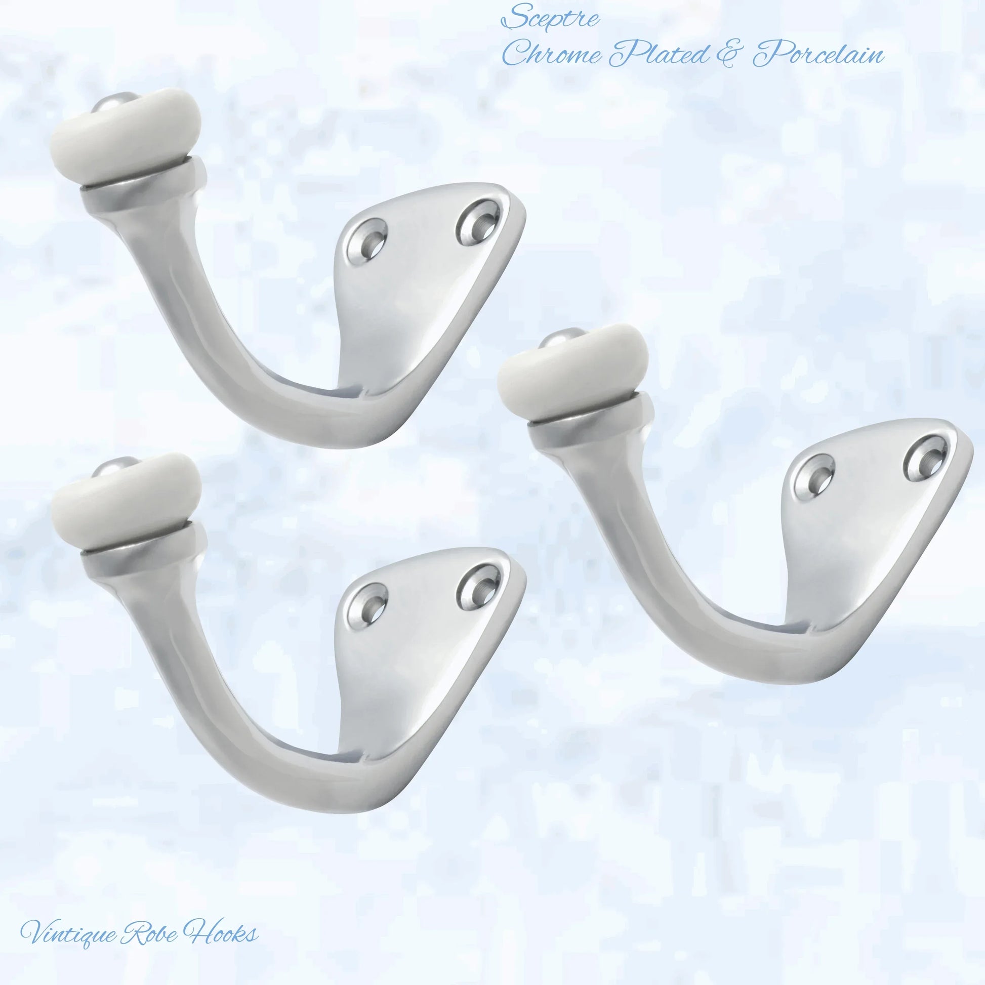 Sceptre Brass & Porcelain Hook 45mm high (x70mm) 7 Finishes - Vintique Concepts