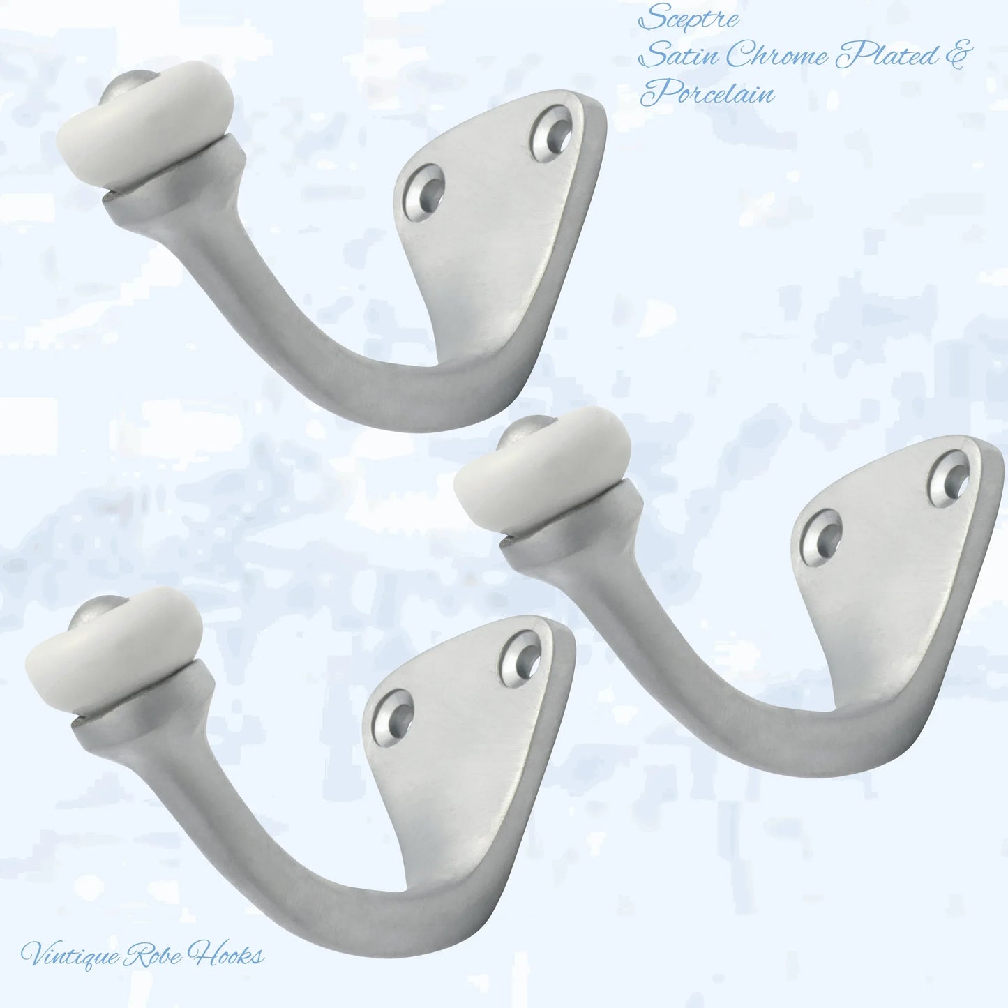 Sceptre Brass & Porcelain Hook 45mm high (x70mm) 7 Finishes - Vintique Concepts
