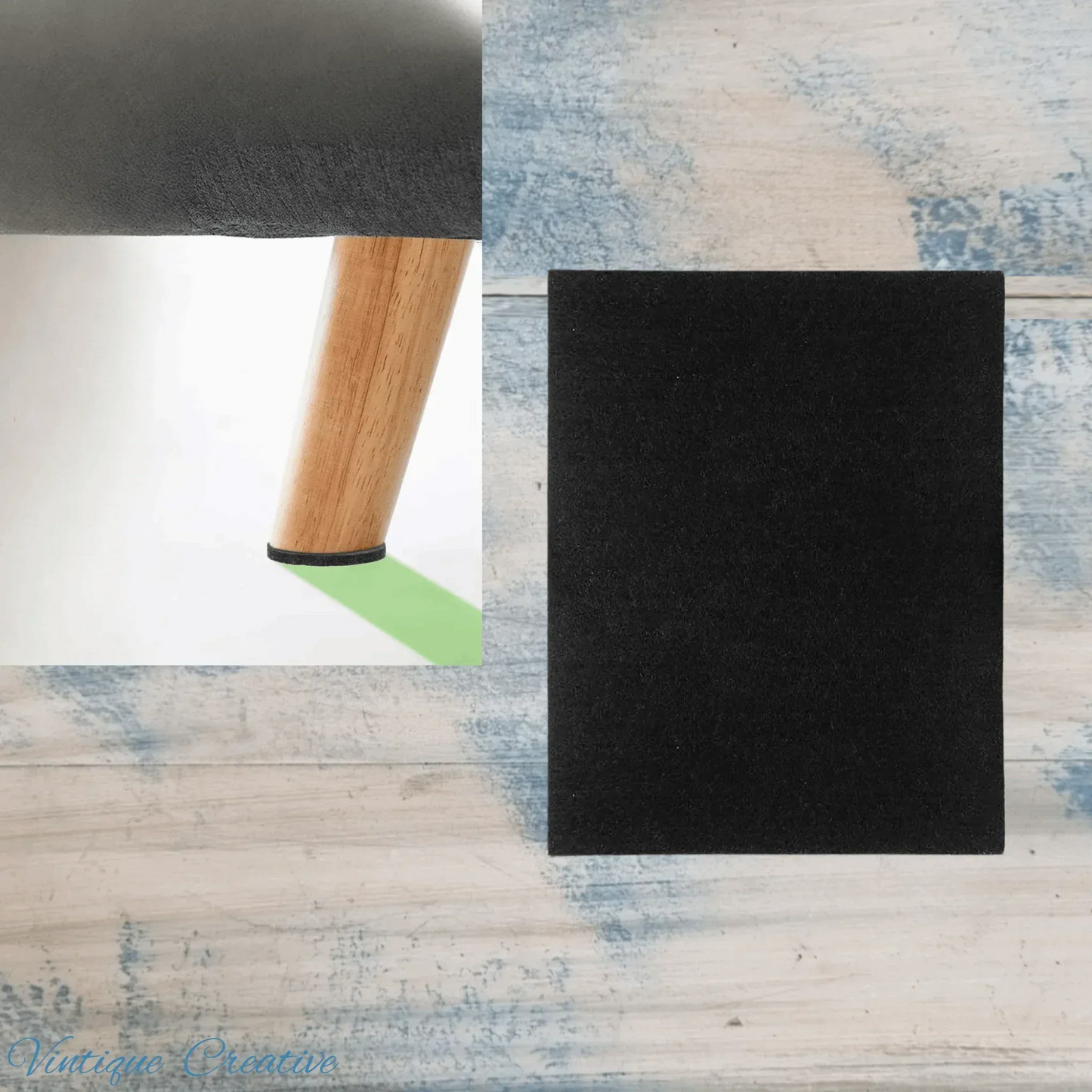 Self-Adhesive Felt Furniture pad -73mm x 155mm (pkt 1) protect your floors - Vintique Concepts
