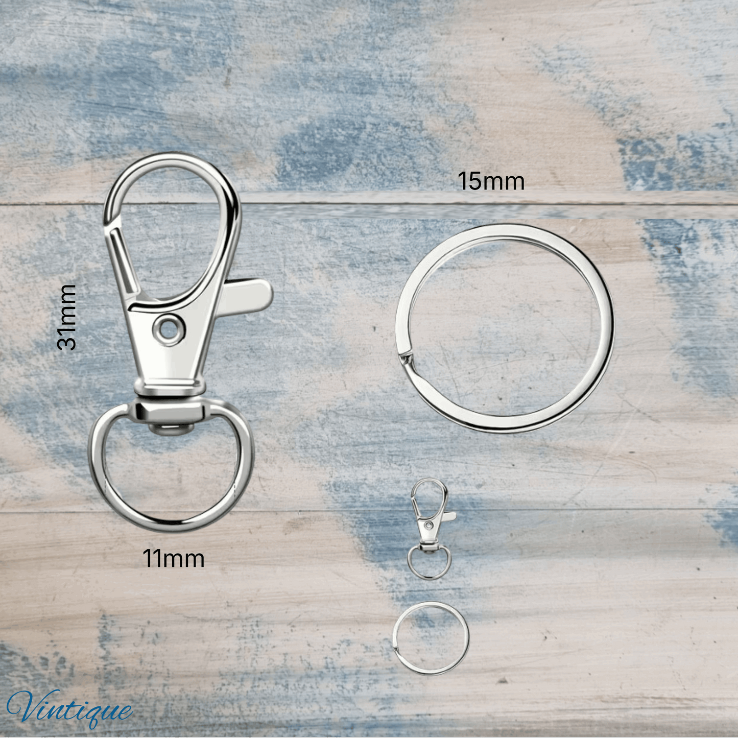 Lobster Claw Split Ring Snap hook 30mm long (Pkt 5)