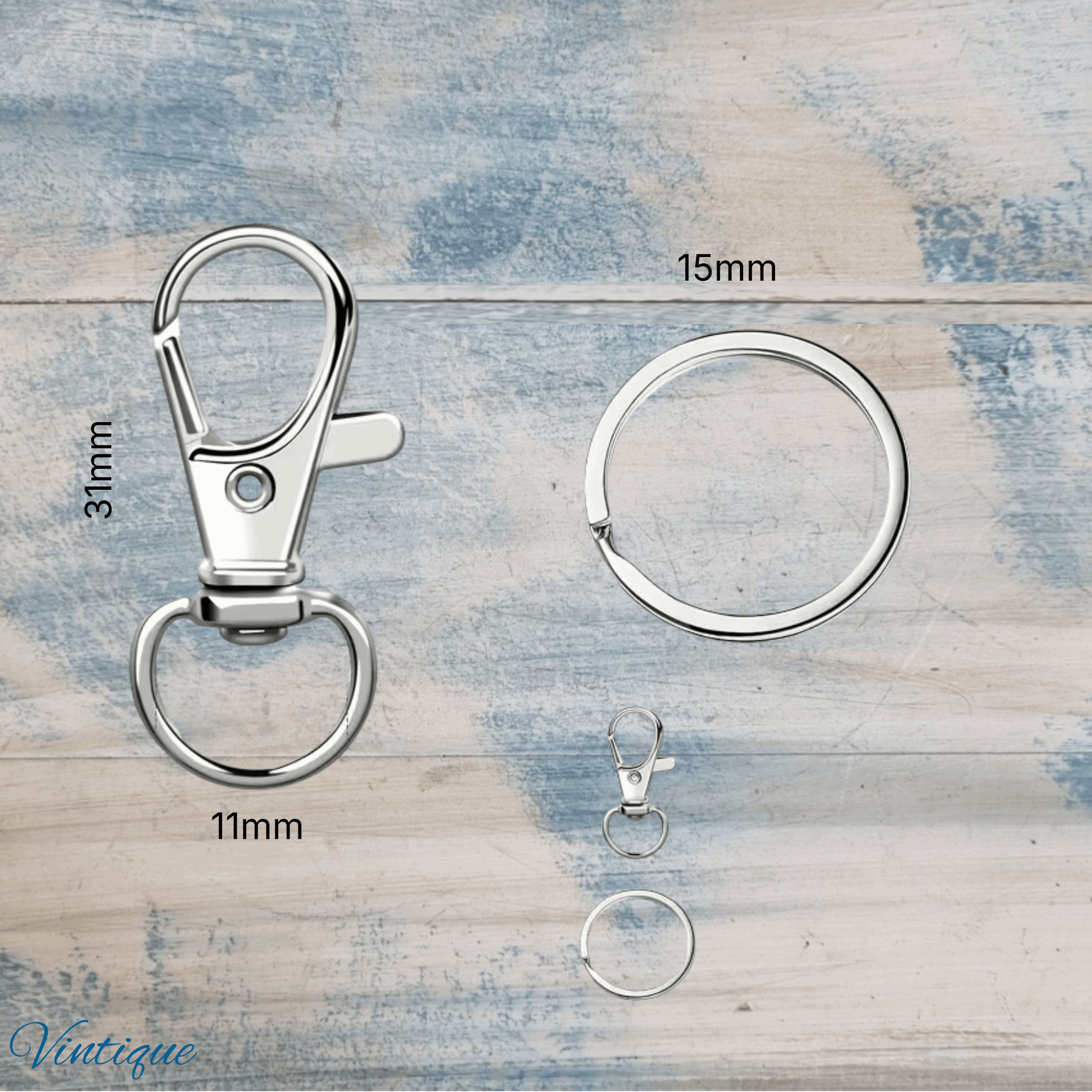Lobster Claw Split Ring Snap hook 30mm long (Pkt 5)