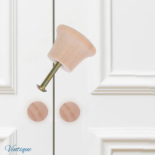 tappered Natural Wood Round furniture knob 25mm dia