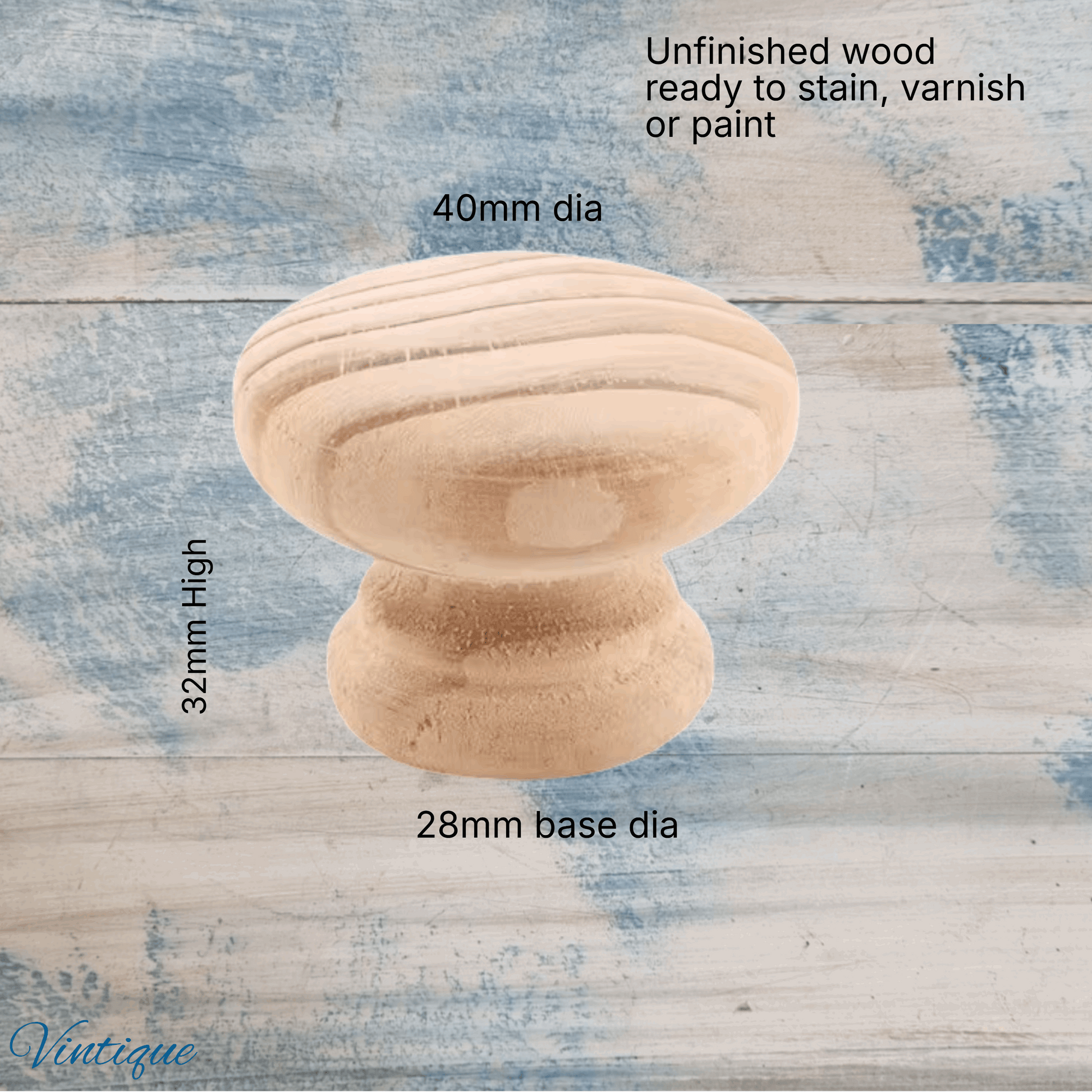 Jumbo Round cabinet Knob 40mm dia-Pine-Unfinished