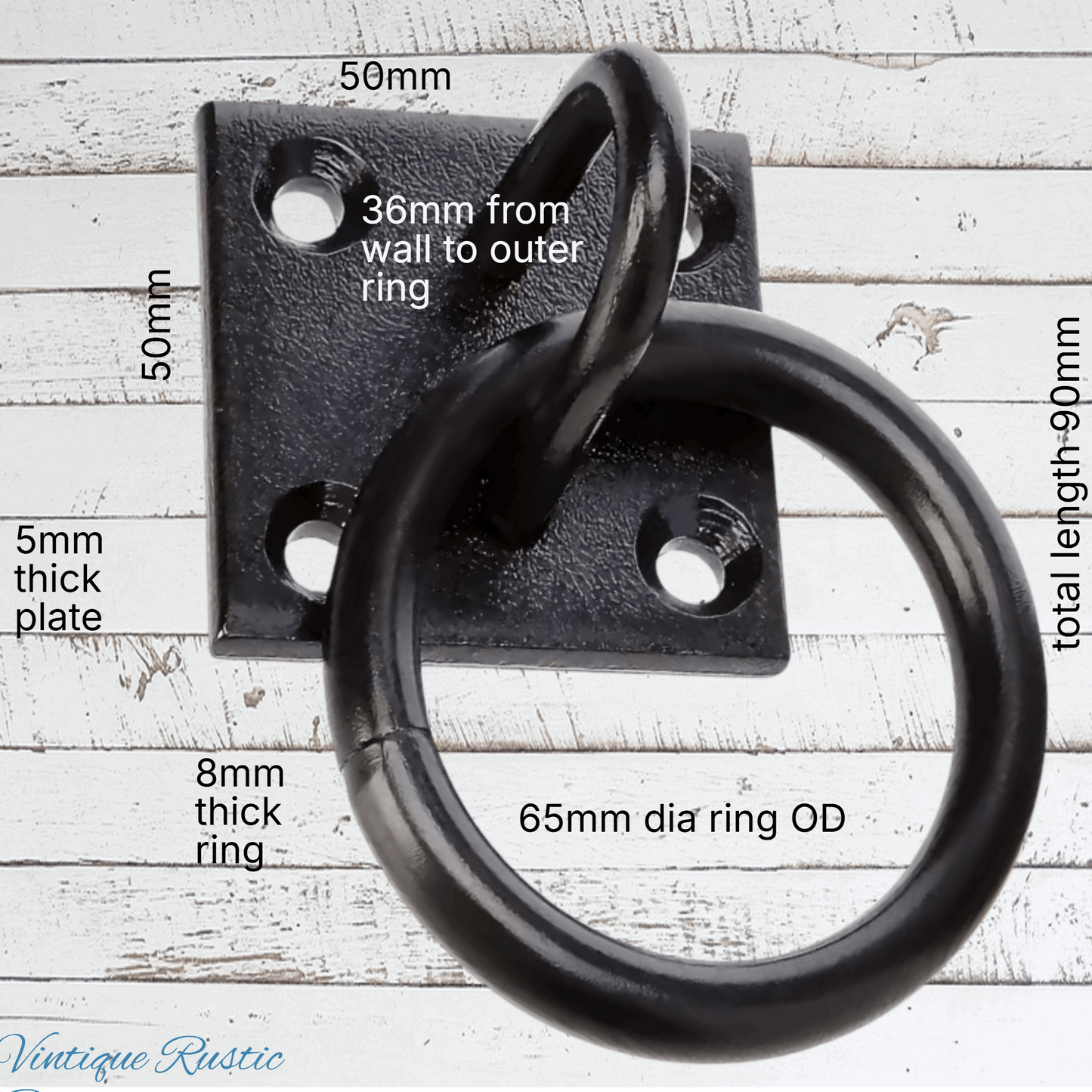 Heavy Duty gate pull / Fastening Anchor Rin 65mm ring Black
