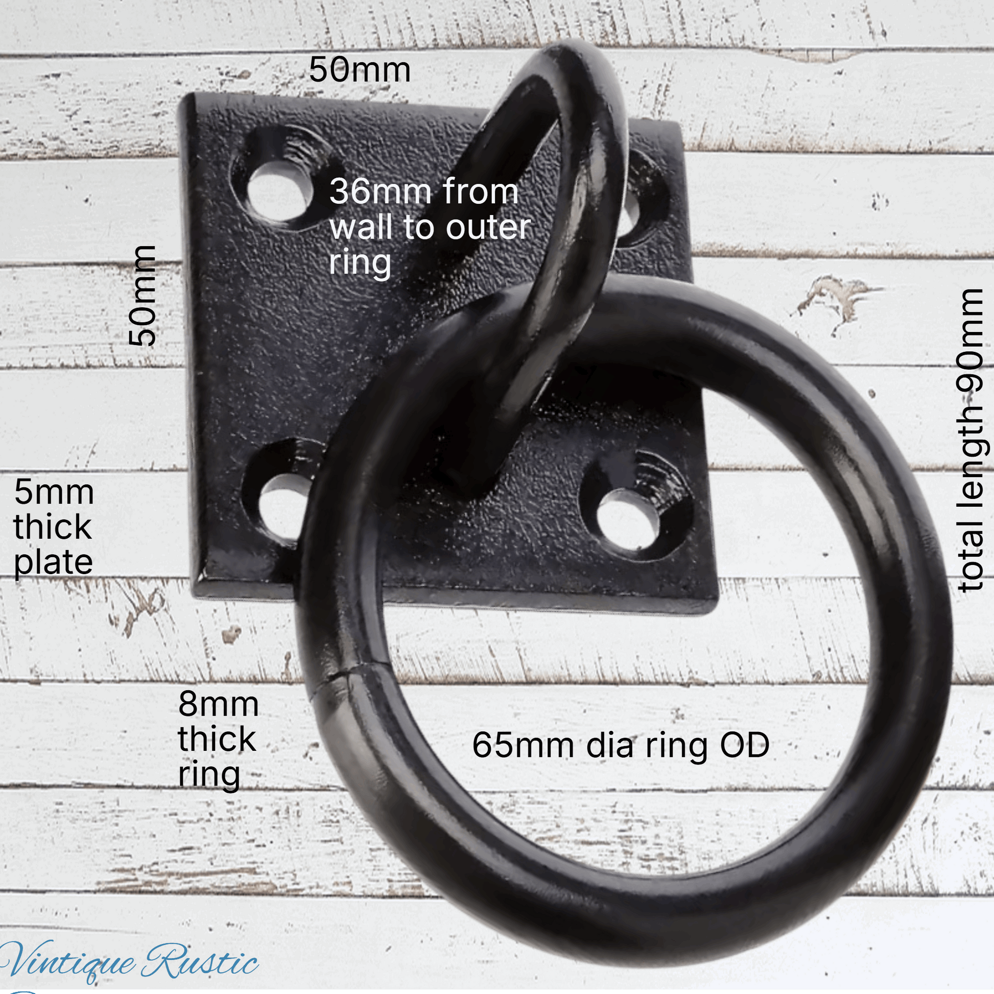 Heavy Duty gate pull / Fastening Anchor Rin 65mm ring Black