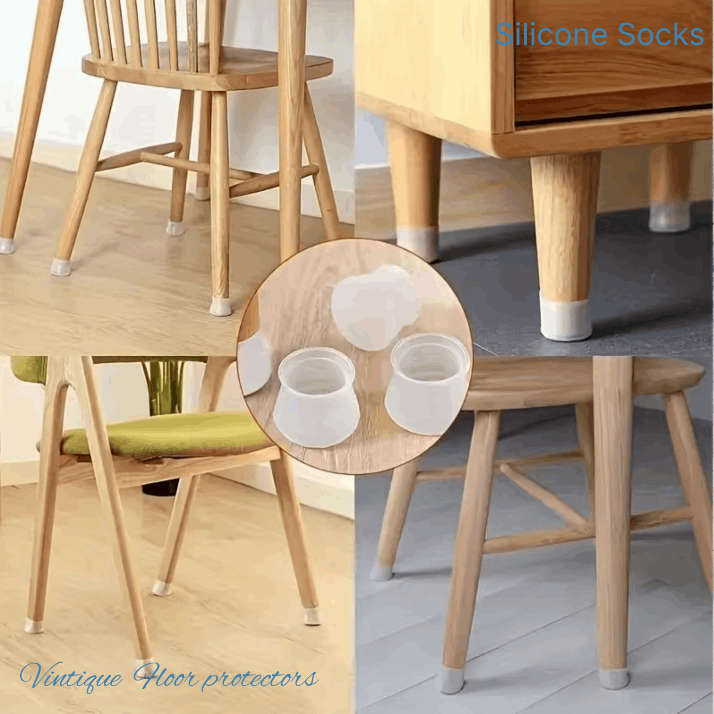 stretchy Silicone Chair socks anti-slip chair leg caps 30mm-White