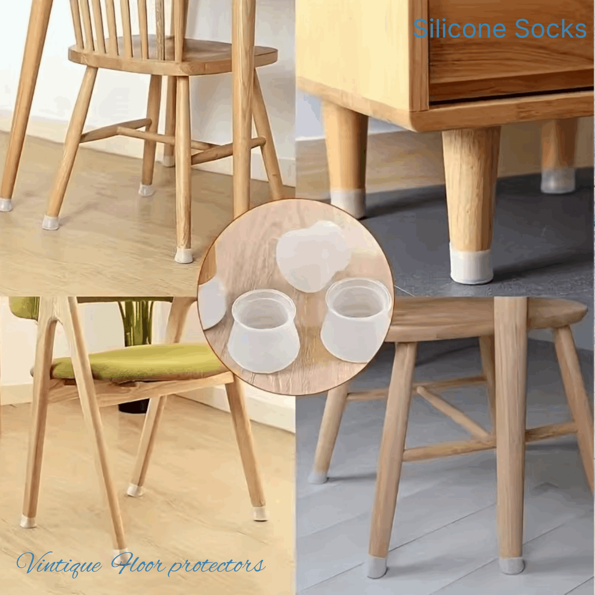 stretchy Silicone Chair socks anti-slip chair leg caps 30mm-White