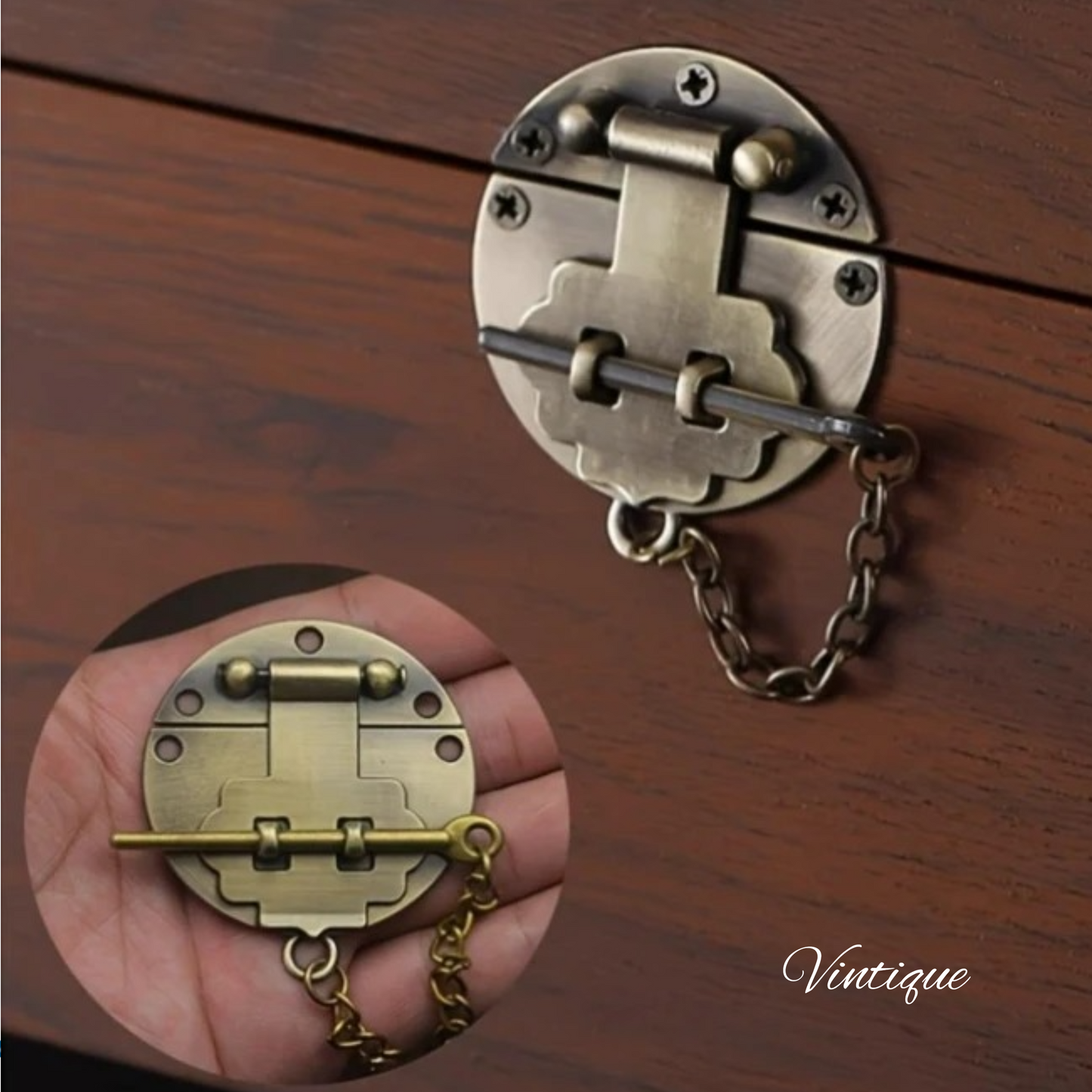 Camphor Chest antique Brass Finish 50mm dai  With Chain Lock