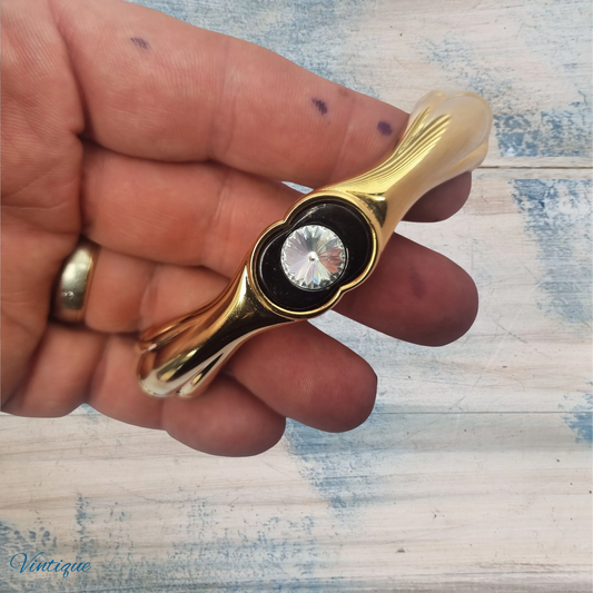 Gold Drawer Handle with Faux Diamond inlay 96mm long