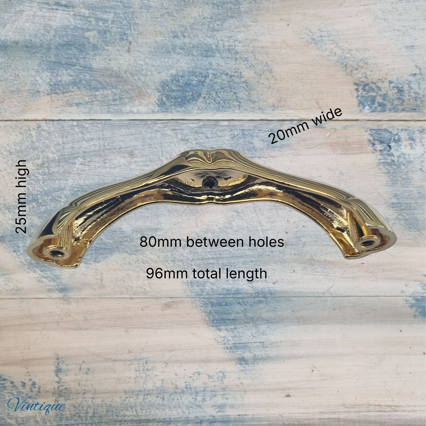 Gold Drawer Handle with Faux Diamond inlay 96mm long