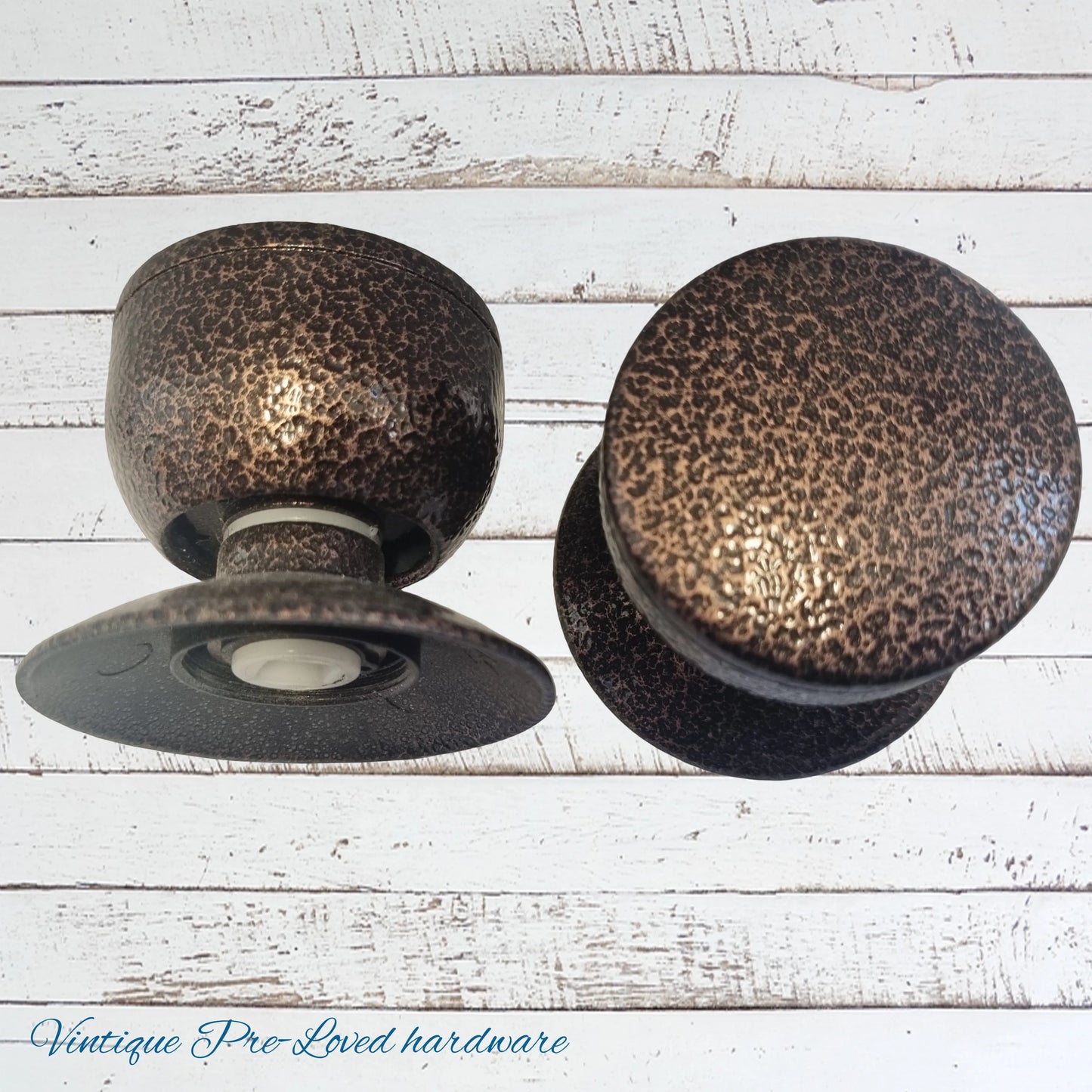 Dimpled Copper finish 1970's retro door knobs (pair) 54mm dia