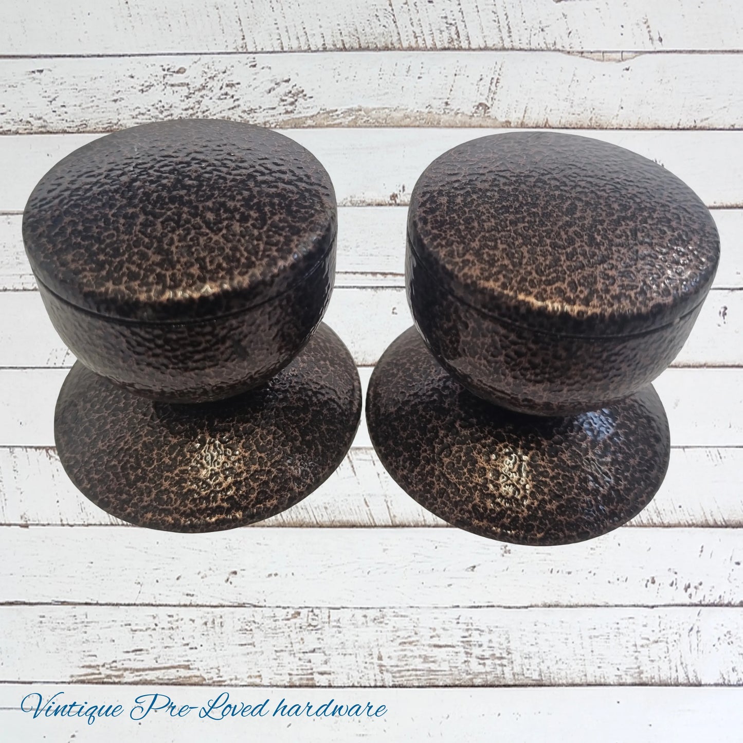 Dimpled Copper finish 1970's retro door knobs (pair) 54mm dia