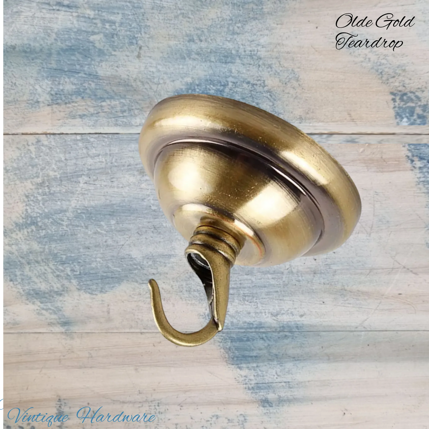 Teardrop Ceiling Rose Cover Plate Lamp ,chandelier, plant Hook-Olde Gold