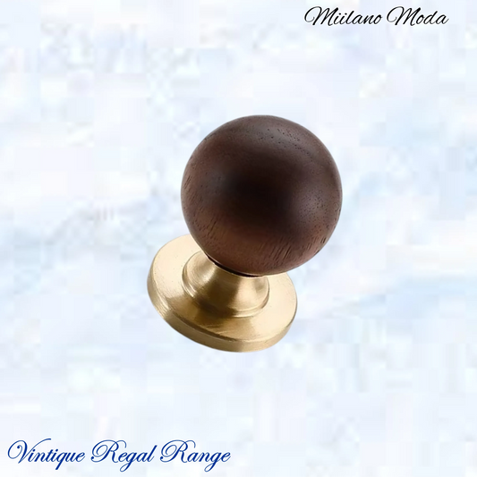 "Milano Moda" Brass & Walnut cabinet / Drawer Knob-25mm Dia-NEW