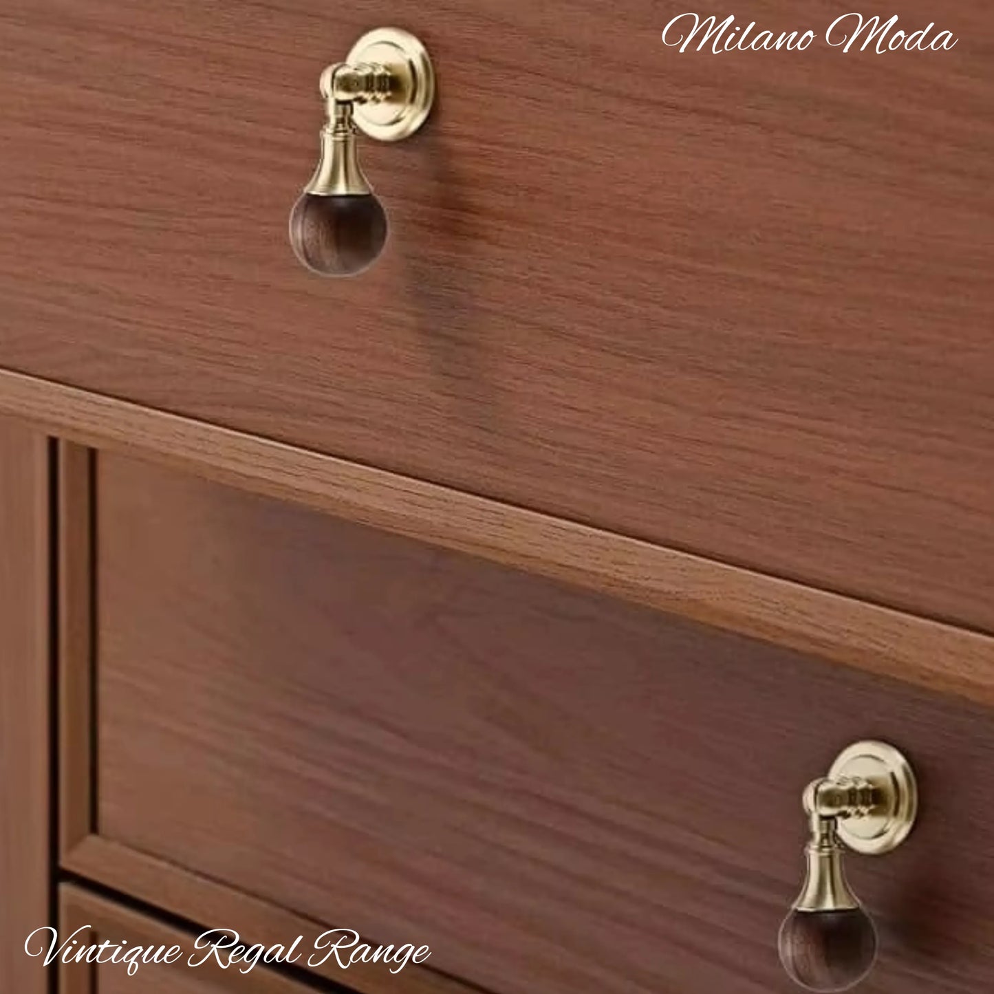 "Milano Moda" Brass & Walnut cabinet / Drawer Drop-25mm Dia-NEW