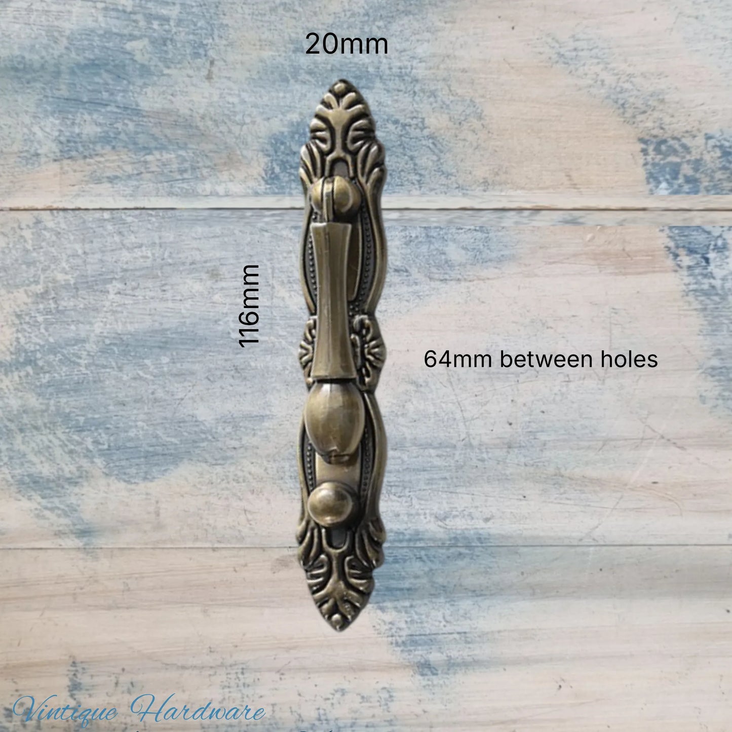 Kensington Drop Cabinet handle with backplate Bronze 116mm long