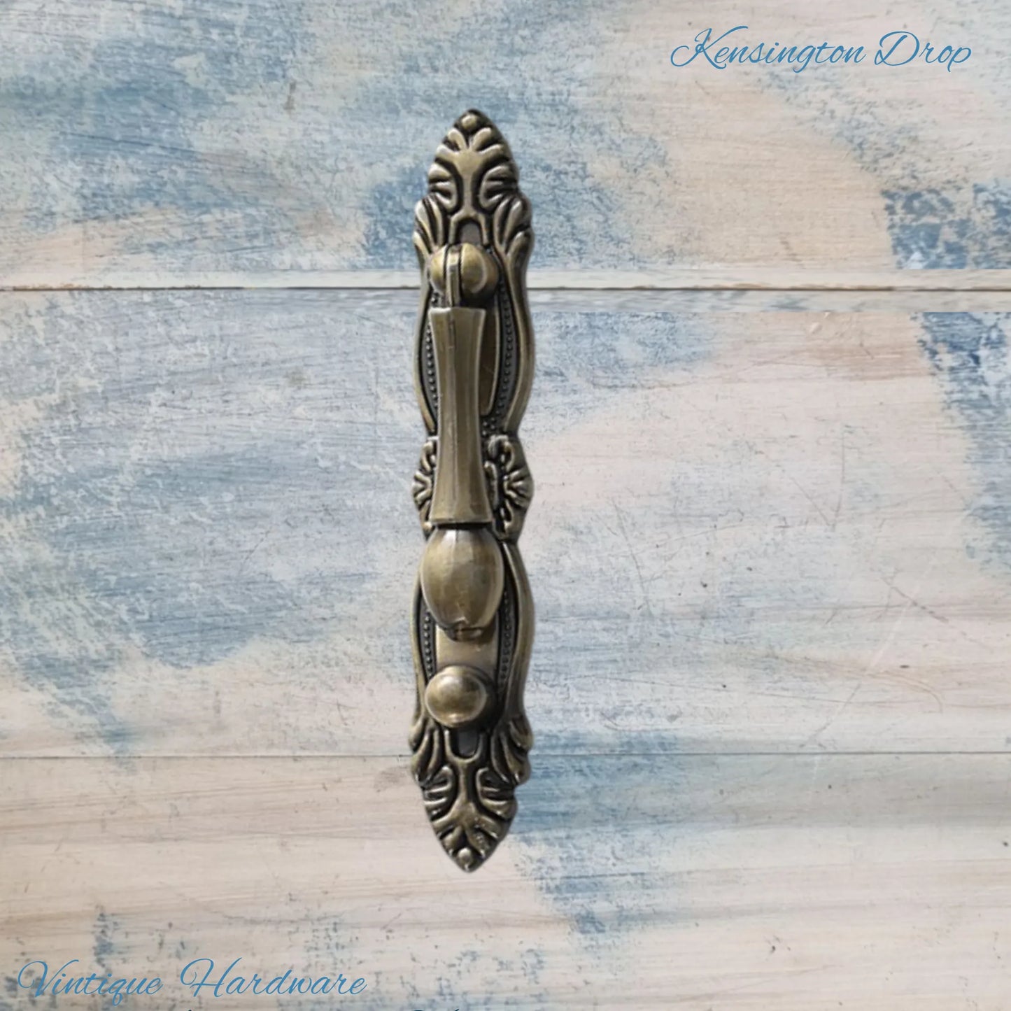 Kensington Drop Cabinet handle with backplate Bronze 116mm long