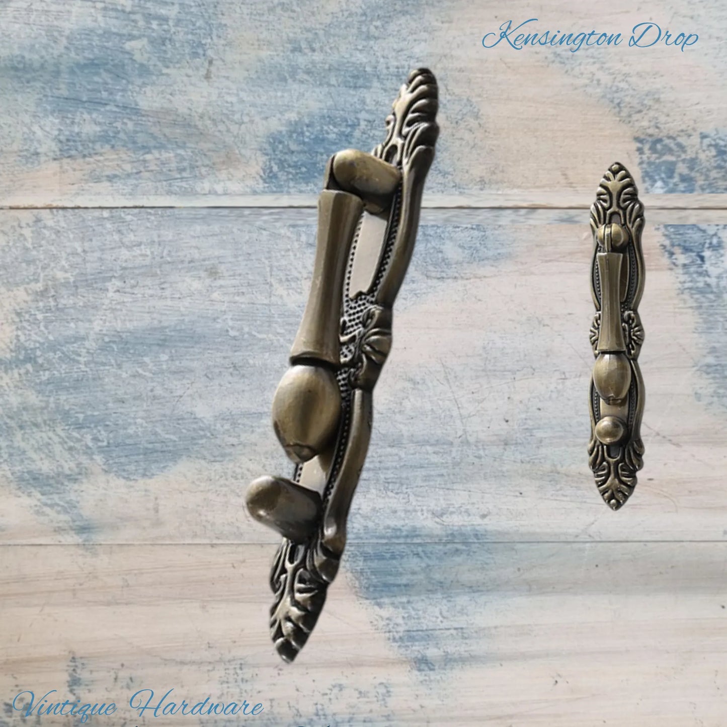 Kensington Drop Cabinet handle with backplate Bronze 116mm long