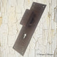 Antique Rectangle Bakelite door Knob set ,2x Backplate & Spindle