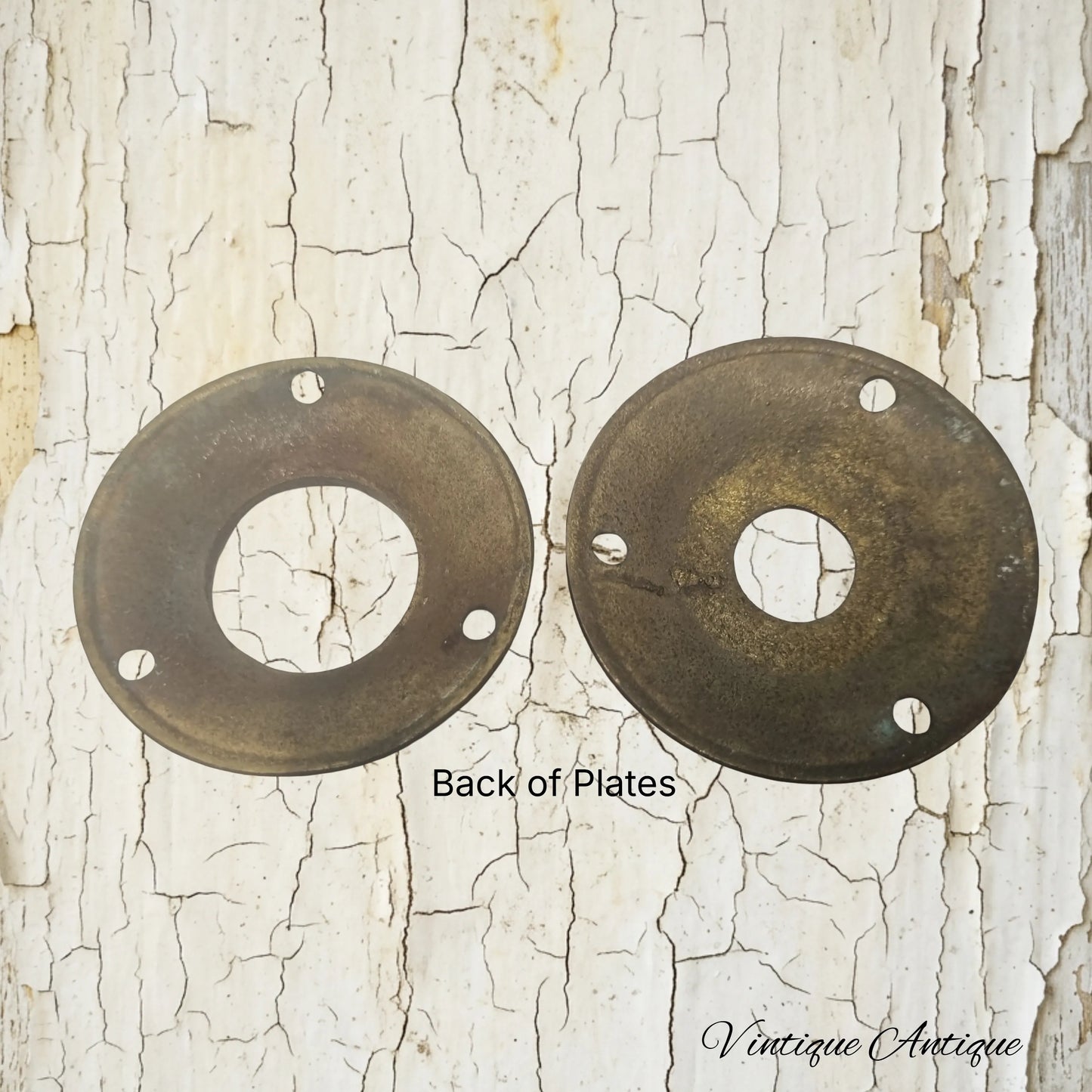 pair of Brass Backplates for door knobs 58mm dia