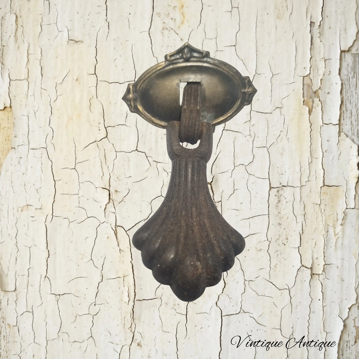 brass/bronze scallop drop swing handle -recycled 75mm long