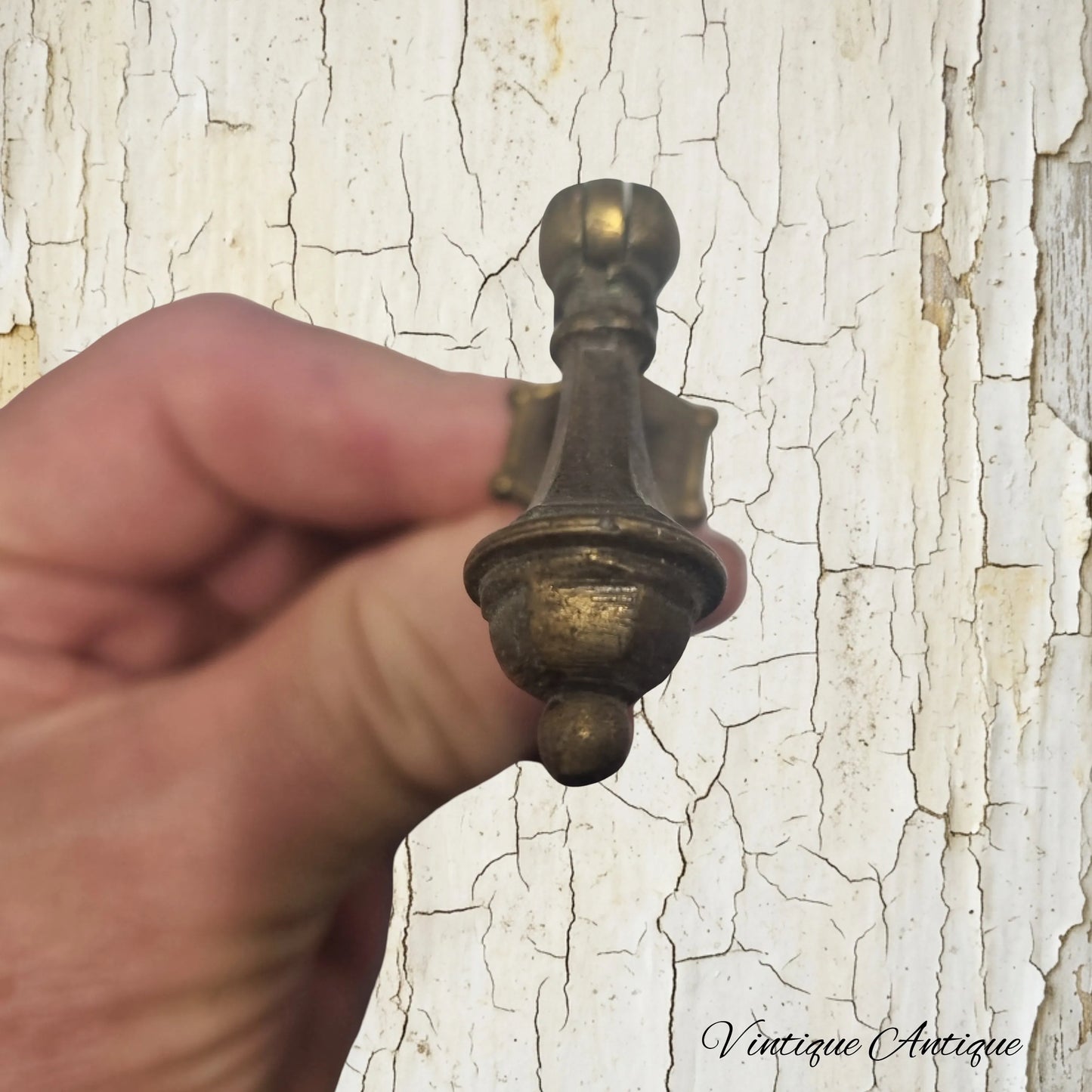 Solid Brass drop handle 45mm drop with base plate -recycled hardware