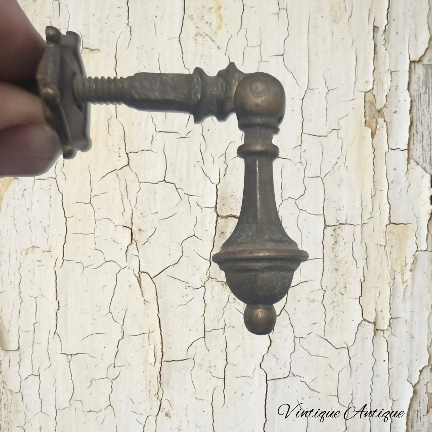 Solid Brass drop handle 45mm drop with base plate -recycled hardware