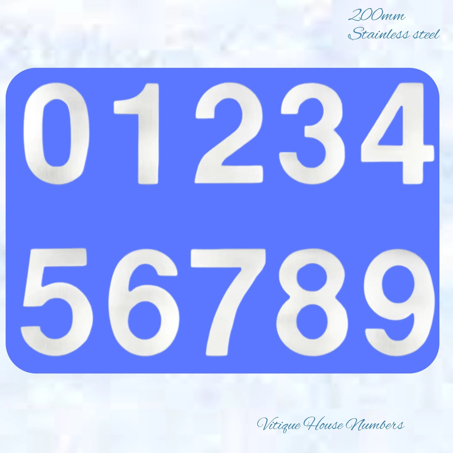 Premium 200mm 304 Stainless steel silver floating Street numbers (0-9)