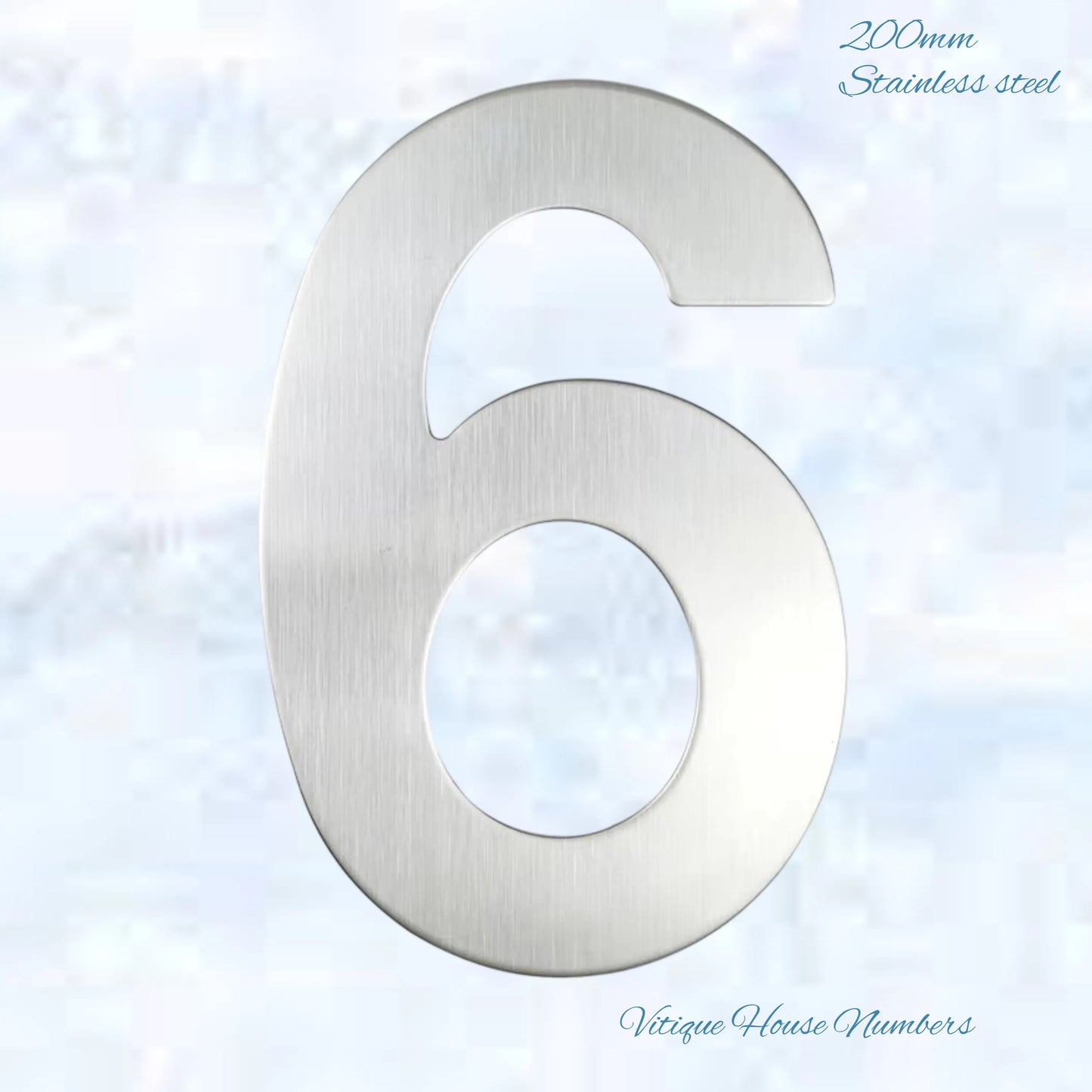 Premium 200mm 304 Stainless steel silver floating Street numbers (0-9)