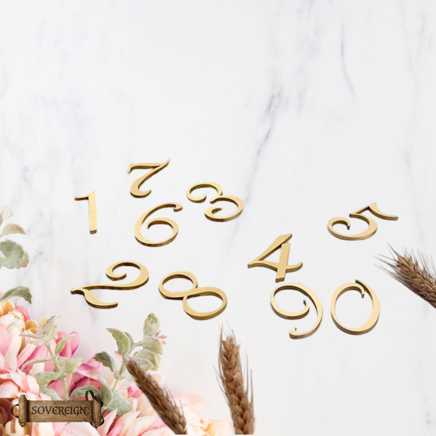 50mm Solid Brass Sovereign self adhesive door numbers